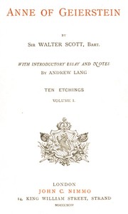 Anne of Geierstein; Or, The Maiden of the Mist. Volume 1 (of 2) — Walter Scott cover