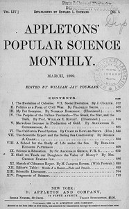 Appletons' Popular Science Monthly, March 1899: Volume LIV, No. 5, March 1899 — Various cover