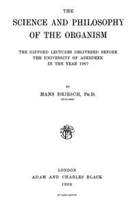The Science and Philosophy of the Organism — Hans Driesch cover