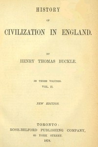 History of Civilization in England,  Vol. 2 of 3 — Henry Thomas Buckle cover
