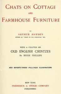 Chats on Cottage and Farmhouse Furniture — Arthur Hayden cover