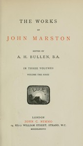 The Works of John Marston. Volume 1 cover