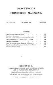 Blackwood's Edinburgh Magazine, Volume 66, No. 408, October 1849 — Various cover