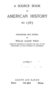 A Source Book in American History to 1787 — Anonymous cover
