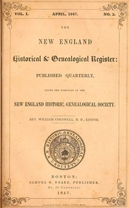 The New England Historical & Genealogical Register, Vol. 1, No. 2, April 1847 — Various cover