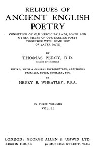 Reliques of Ancient English Poetry, Volume 2 (of 3): Consisting of Old Heroic Ballads, Songs and Other Pieces of Our Earlier Poets Together With Some Few of Later Date — Anonymous cover