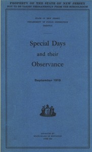 Special Days and Their Observance: September 1919 cover