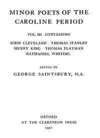 Minor Poets of the Caroline Period, Vol. III — Anonymous cover