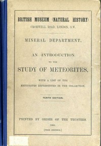 An Introduction to the Study of Meteorites: With a List of the Meteorites Represented in the Collection — British Museum (Natural History). Department of Mineralogy cover