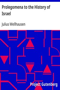 Prolegomena to the History of Israel cover