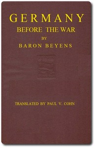 Germany before the war — baron (Eugène-Napoléon) Beyens cover