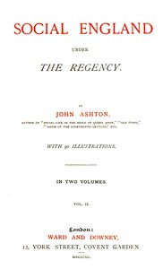 Social England under the Regency, Vol. 2 (of 2) — John Ashton cover
