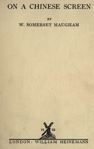 On a Chinese Screen — W. Somerset (William Somerset) Maugham cover