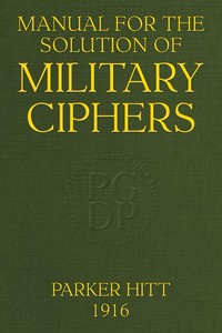 Manual for the Solution of Military Ciphers — Parker Hitt cover