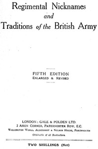 Regimental Nicknames and Traditions of the British Army — Anonymous cover