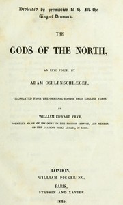 The Gods of the North: an epic poem — Adam Oehlenschläger cover