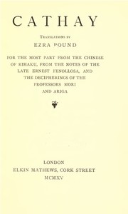 Cathay — Ezra Pound cover