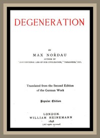 Degeneration — Max Simon Nordau cover