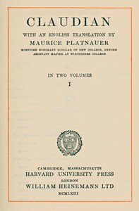 Claudian, volume 1 (of 2): With an English translation by Maurice Platnauer — Claudius Claudianus cover