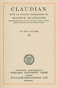 Claudian, volume 2 (of 2): With an English translation by Maurice Platnauer — Claudius Claudianus cover