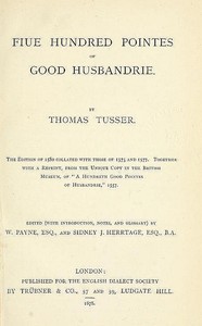 Fiue hundred pointes of good husbandrie — Thomas Tusser cover