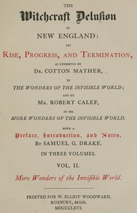 The Witchcraft Delusion in New England: Its Rise, Progress, and Termination (Vol. 2 of 3) — Cotton Mather cover