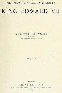 His Most Gracious Majesty King Edward VII — Marie Belloc Lowndes cover