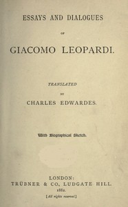 Essays and Dialogues — Giacomo Leopardi cover