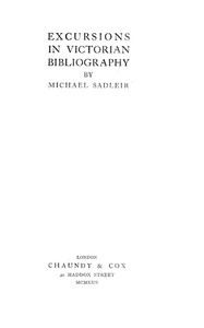 Excursions in Victorian Bibliography — Michael Sadleir cover