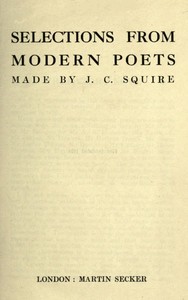 Selections from Modern Poets: Made by J. C. Squire — Anonymous cover
