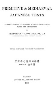 Primitive & Mediaeval Japanese Texts: Transliterated into Roman with introductions, notes and glossaries — Anonymous cover
