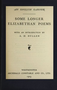 Some Longer Elizabethan Poems — Anonymous cover