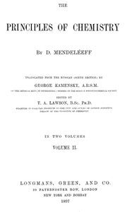 The Principles of Chemistry, Volume II — Dmitry Ivanovich Mendeleyev cover