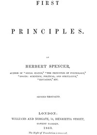 First Principles — Herbert Spencer cover