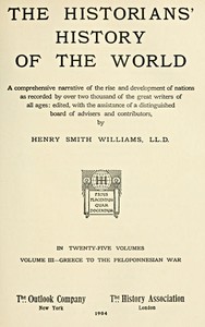 The historians' history of the world in twenty-five volumes, volume 03 : $b Greece to the Peloponnesian War — Anonymous cover