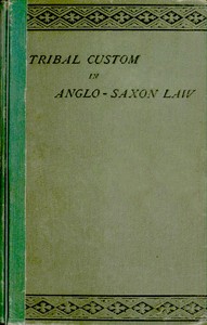 Tribal Custom in Anglo-Saxon Law: Being an Essay Supplemental to (1) 'The English Village Community', (2) 'The Tribal System in Wales' — Frederic Seebohm cover