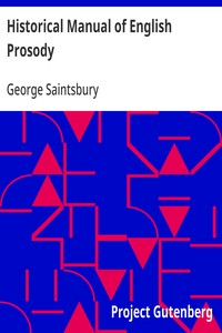 Historical Manual of English Prosody — George Saintsbury cover