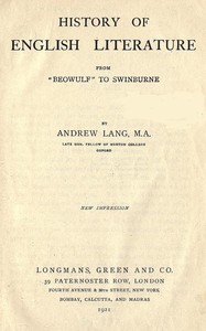 History of English Literature from "Beowulf" to Swinburne — Andrew Lang cover
