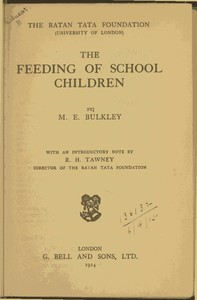 The Feeding of School Children — M. E. (Mildred Emily) Bulkley cover