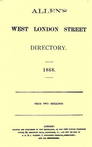 Allen's West London Street Directory, 1868 — Samuel Allen cover