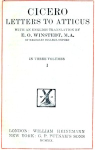 Cicero: Letters to Atticus, Vol. 1 of 3 — Marcus Tullius Cicero cover