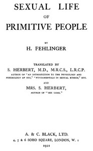 Sexual Life of Primitive People — Hans Fehlinger cover