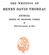 Journal 02, 1850-September 15, 1851: The Writings of Henry David Thoreau, Volume 08 (of 20) — Henry David Thoreau cover