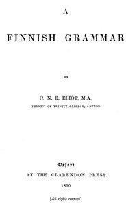 A Finnish Grammar — Charles Eliot cover