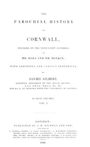The Parochial History of Cornwall, Volume 1 (of 4) — Anonymous cover