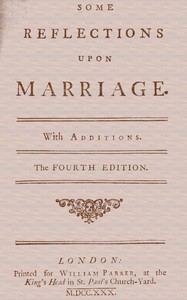 Some Reflections Upon Marriage.: With additions. cover