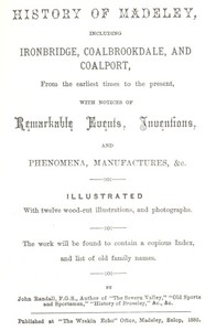 History of Madeley: including Ironbridge, Coalbrookdale, and Coalport — John Randall cover
