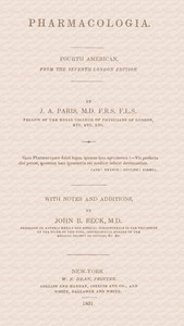 Pharmacologia: Fourth American, from the Seventh London Edition — John Ayrton Paris cover