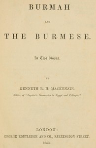 Burmah and the Burmese cover