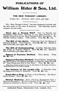 Publications of William Rider & Son, Ltd. — Anonymous cover